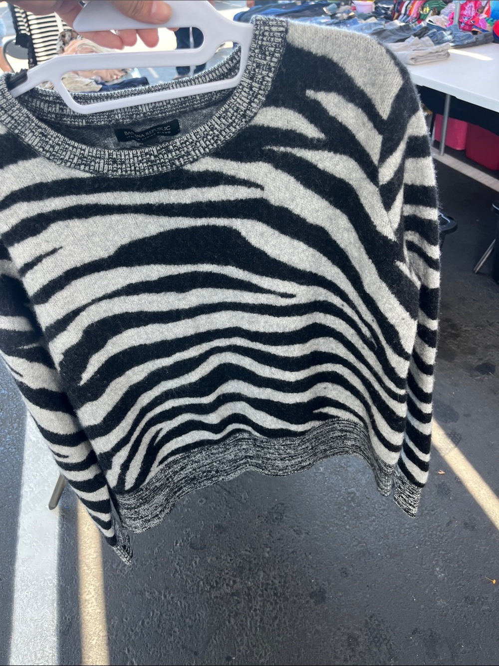 Banana Republic Black and White Zebra Crew Neck Sweater